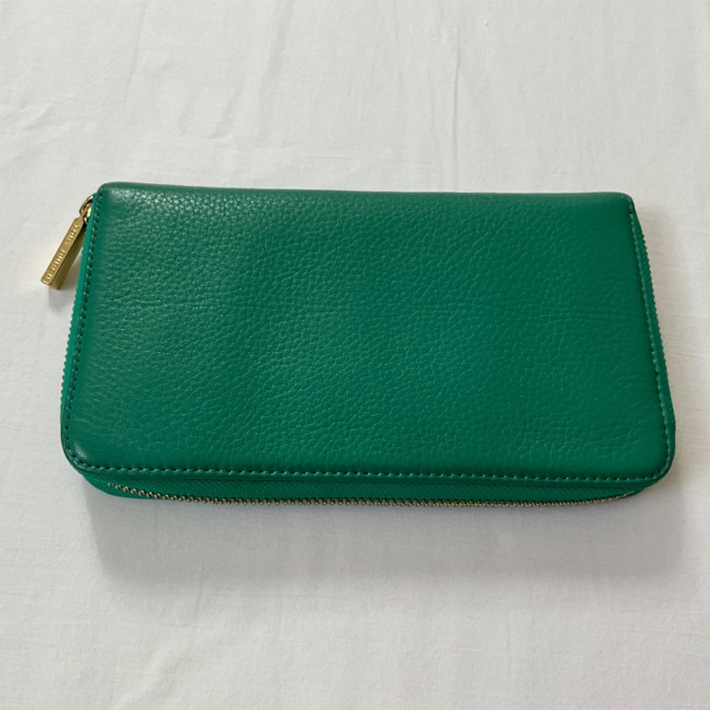 TORY BURCH Vintage Kipp Zippy Wallet Green - Picture 2 of 13